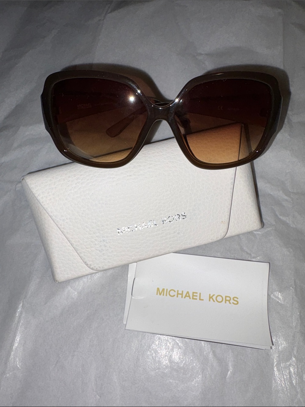 Michael Kors Brown Gradient Oversized Square Sunglasses